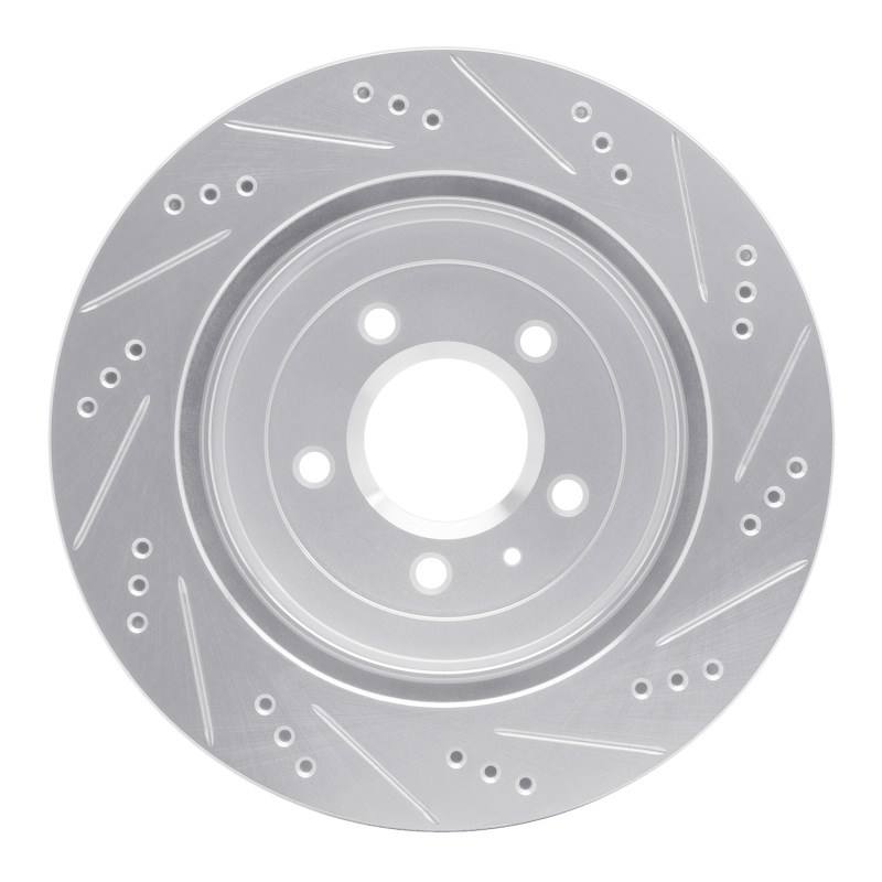 Cadillac CTS Brake Rotor (1) - Rear Left - R1 Concepts - Drilled & Slotted - Silver - `05-`11